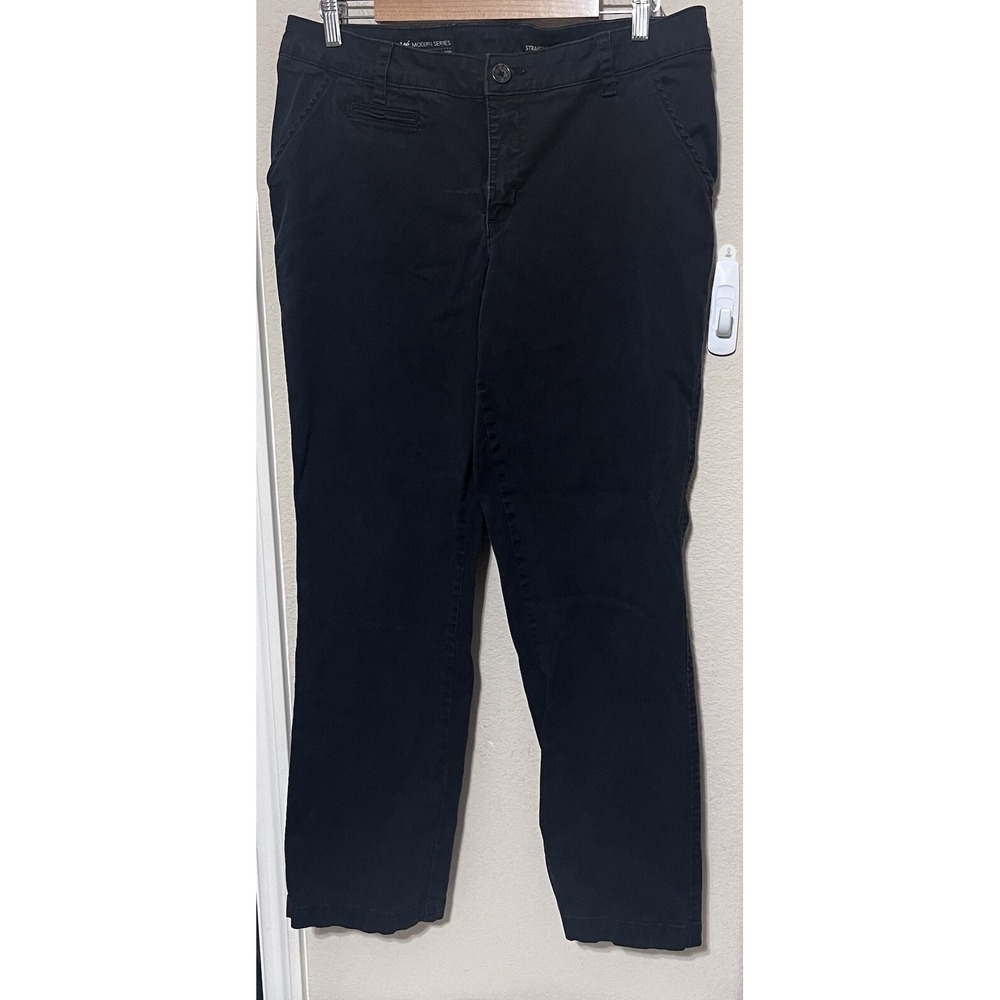 Lee Modern Series Womens Black Straight Fit Chino Pants Mid Rise Size 16M